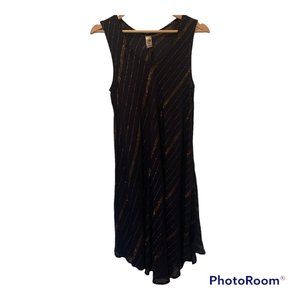 India Boutique Navy with Gold Tinsel Umbrella Dress